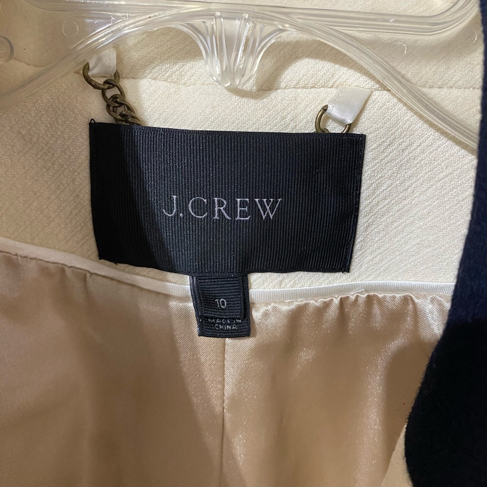 J. Crew Avianna Cream Double-Breasted Coat with Black Collar - Picture 6 of 8